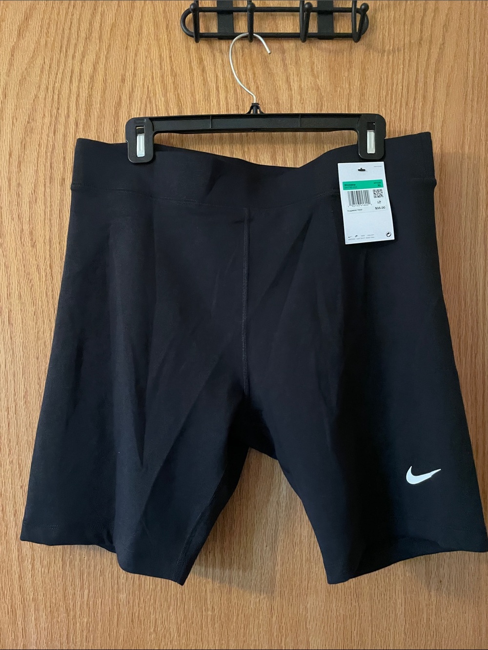 Nike Black Bike Shorts with White Swoosh 8” inseam